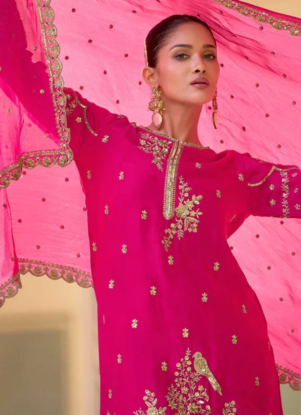 Punjabi Pink suit with Mirror Work - Image 2