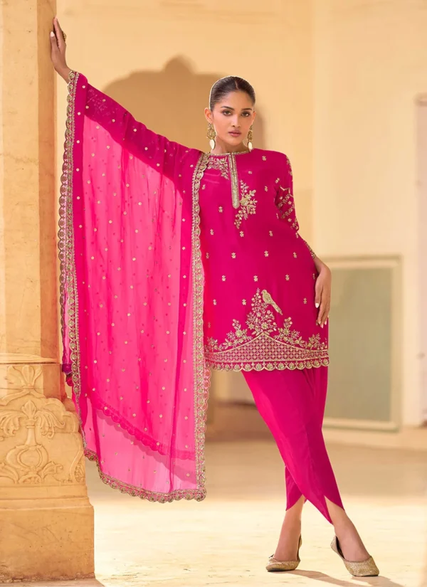 Punjabi Pink suit with Mirror Work